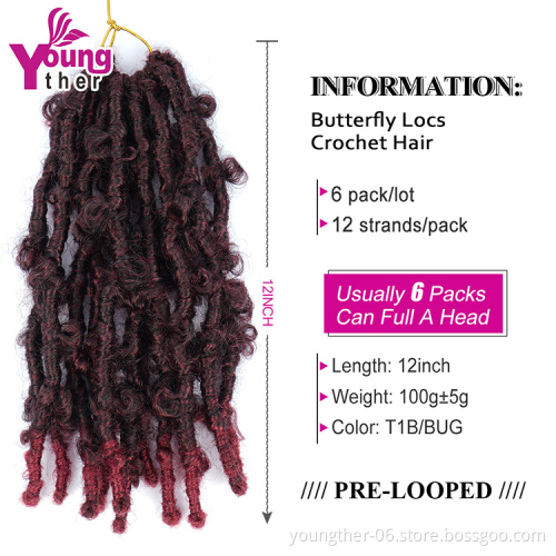 12inch Butterfly Locs Crochet Hair Butterfly Faux Locs Crochet Braids Hair Soft Locs Synthetic Braids